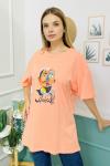 155446 Oversize Baskili Kisa Kol Tshirt